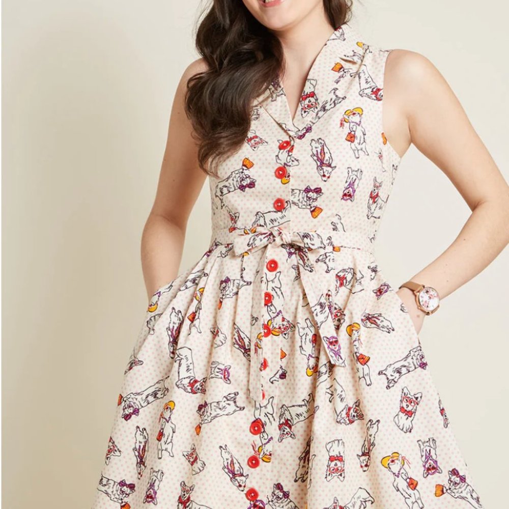 ModCloth Community Brunch Corgi Shirtdress Sz XL